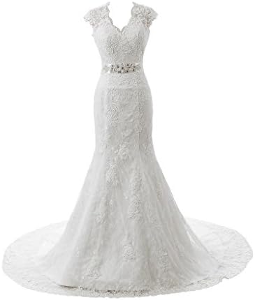Ubridal Real Pictures Embroidery Lace Mermaid Court Wedding Dresses Bridal Gowns white 26W