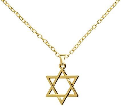 Gold Tone Israel Judaica Star Of Magen David Pendant with Free Necklace 18"-20" Link Chain