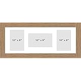 Kwik Picture Framing | MULTI APERTURE PHOTO FRAME FITS 3 10 x 8 PHOTOS Multi-Picture Frames | White Mount | Can be hung Landscape or portrait | Oak Frame |Picture Frame|Photo frames Made in UK