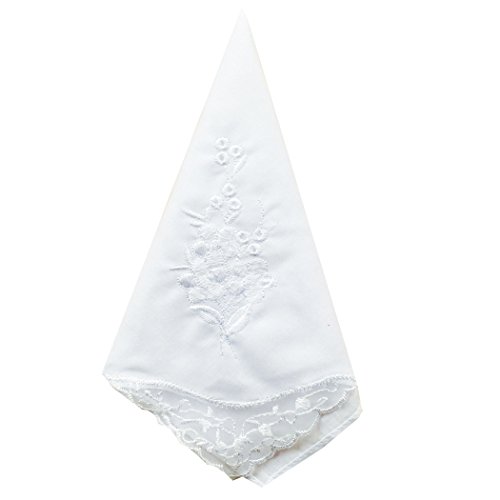 Bulk Wedding White Floral Embroidery Premium 60s Cotton Handkerchiefs