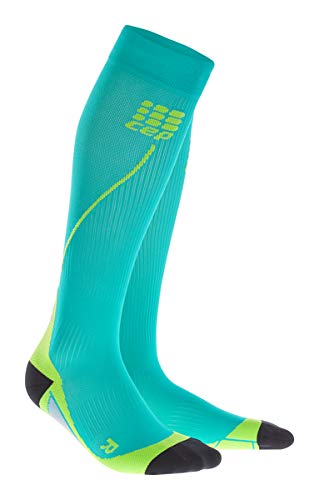 CEP Men’s Progressive+ Compression Run Socks 2.0 for Running, Cross Training, Fitness, Calf Injuries, Shin Splits, Recovery, and Athletics, 20-30mmHg Compression, Hawaii Blue/Green, Size 5