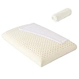 Ledia Bed Pillow-Natural Soft Latex Pillow for Sleeping with 2 Zippered Covers-Side Sleeper Low loft and Ergonomic Latex Pillow with 1 Eye mask-Standard