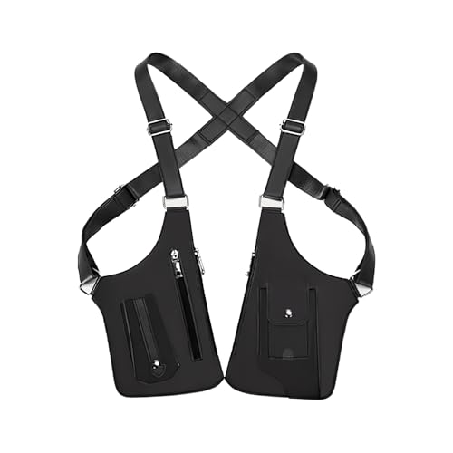 gresonic Men's Double Leather Crossbody Bag for Under Armpits, Adjustable Shoulder Bag with Low Magnetic Attraction and Anti-Theft Design Discreet