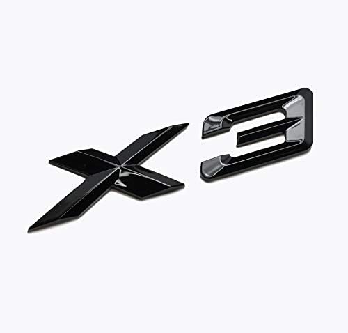 Gloss Black X3 Lettering Rear Boot Lid Trunk Badge Emblem For X Series E83 F25 G01