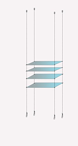 Suspended Cable Display Glass Shelves System Ceiling To Floor