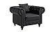 Divano Roma Furniture Classic Scroll Arm Tufted Bonded Leather Accent Chair in Colors Black, White (Black)