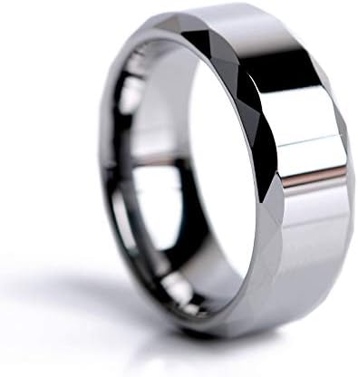 Amazon Co Jp Silver Kyasya タングステン ダイアモンドカット リング メンズリング シンプル デザイン シルバー 重厚感 ごつめ 指輪 太幅 幅8mm ジュエリー専用box付属 服 ファッション小物