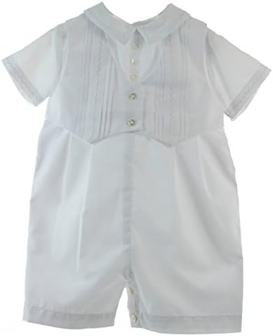 Boys Christening Baptism Outfit White Romper with Vest & Hat Set Sarah Louise