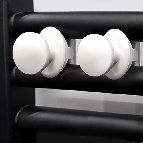 Myhomeware White Extra Hanger for Heated Towel Rail Radiator - Bath Robe Hook Clips White Holder Peg - Comes As A Pair