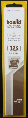 25 Hawid 210x27.5mm stamp mount strips - Black by Hawid