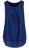 ililily Solid Color Semi-sheer Sexy Chiffon Boxy Sleeveless Blouse Top