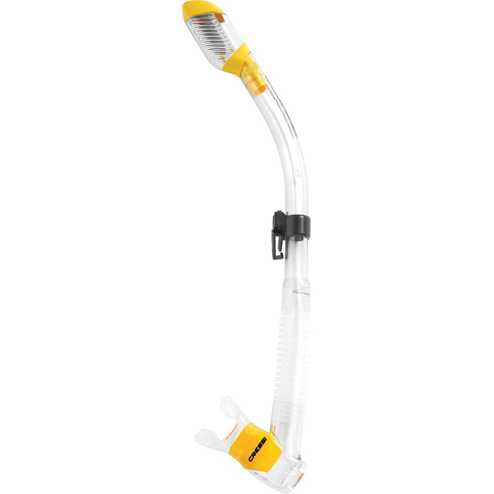 Cressi Dry Snorkel - Unisex Premium Dry Snorkel for Diving/Apnea/Snorkeling, Clear/Yellow, One Size
