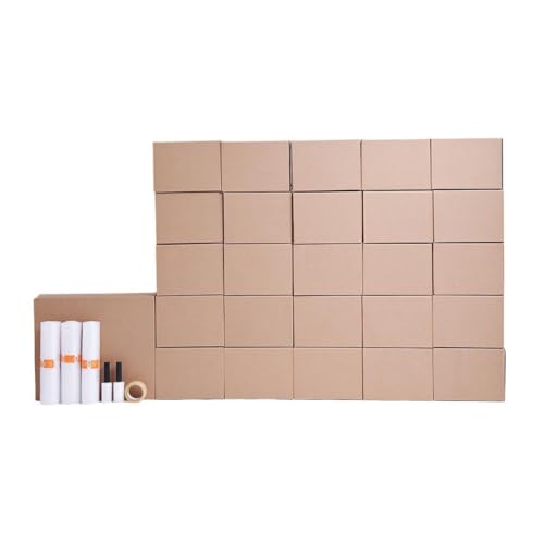 Kit Mudança Completo com Caixa de Papelão Reforçada, Fita Adesiva Larga, Filme Stretch e Plástico Bolha – Embalagem para Transporte, Organização e Proteção de Móveis e Objetos