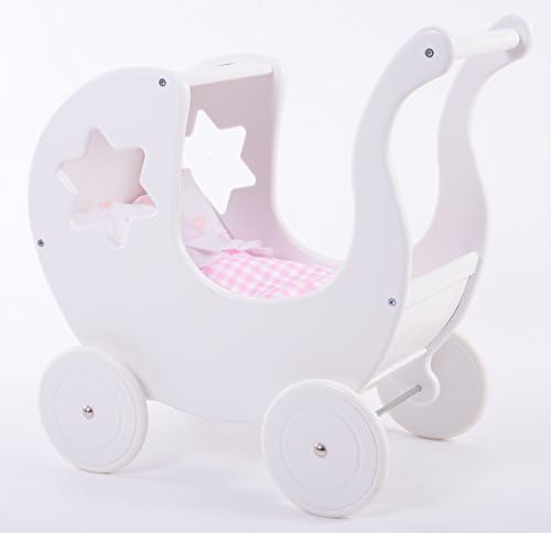 MJmark NEW Wooden Doll Pram WHITE STAR B1 including BEDDING Doll´s PRAM NEW