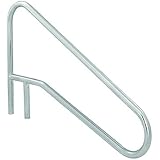S.R. Smith DMS-102A 3-Bend Deck Mounted Braced Swimming Pool Handrail, Stainless Steel