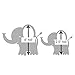 Elephant Wall Decals, Room Decorations, Light Grey, 5-pack, 2 sizes