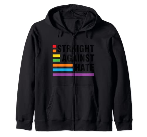 Pride Month Straight Against Hate Ally Zip Hoodie