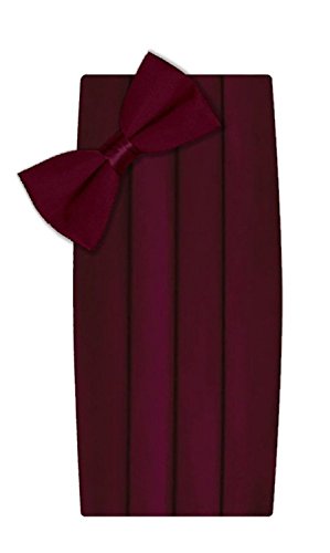 T.R. Preston & Co Men's Formal Bowtie and Cummerbund Set, Burgundy