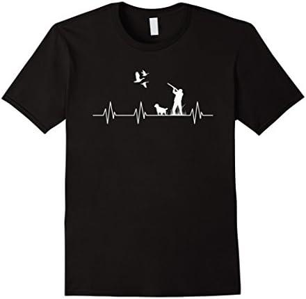 Mens Duck Hunting Waterfowl Hunter Heartbeat T-Shirt XL Black