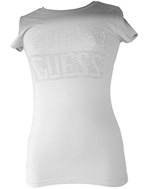 Guess Women's Short-Sleeve Rhinestud Guess Repeat Logo Tee