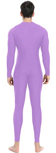 Speerise Mens Turtleneck Spandex Long Sleeve Unitard Bodysuit Dancewear, Violet, S - Thumbnail 3