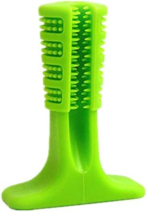 Dog Toothbrush Stick, Cleaning Interactive Nontoxic Bite Resistant Rubber, Dental Hygiene Brushes for Small to Medium Dogs, Pets Oral Care (Green)