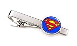 Classic Superman Tie Clip, Man of Steel Cufflinks Tack, Justice League Jewelry Cuff Links, Superhero Wedding Party Jewelry