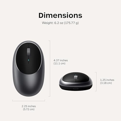 Satechi M1 Wireless Bluetooth Mouse, USB-C Rechargeable, Compact & Portable, for MacBook Air/Pro/Neo, iPad Air/Pro, iPad Mini, Mac Mini, iMac & Windows - Space Grey
