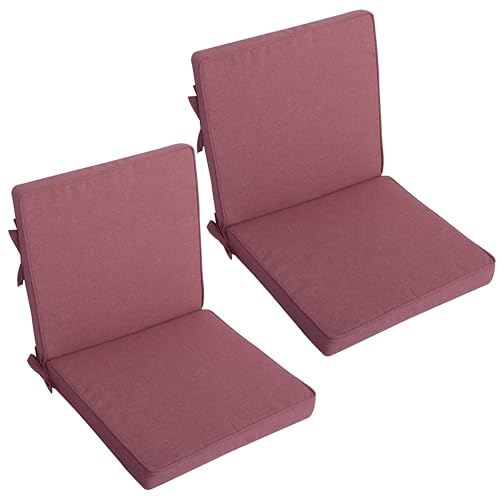 Lileno Home Gartenstuhl Auflagen Als [2Er Set - Niedriglehner] In Rot - Bequeme Liegen Als Sitzauflagen Für Gartenmöbel - Stuhlkissen Für Gartenstühle Und Klappstühle Dub