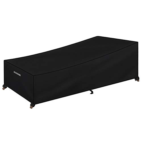 Dokon Gartenliege Abdeckung Wasserdicht, Sonnenliege Abdeckung Winterfest 420D Oxford Gewebe Winddicht Anti-UV Schutzhülle für Liegestuhl Deckchair mit Belüftungsöffnungen - 200x75x40/70cm