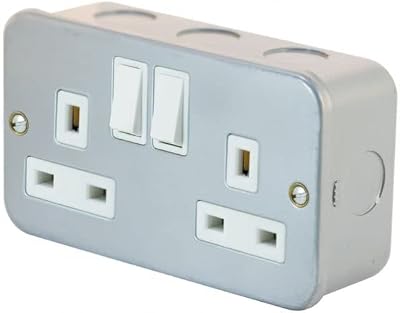 Selectric 13 Amp Socket Outlet 2 Gang Switched SP Metal Clad