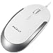 Macally Silent USB Mouse Wired for Apple Mac or Windows PC Laptop/Desktop Computer - Slim & Compact Mice Design with Optical Sensor and DPI Switch 800/1200/1600/2400 - Small for Easy Travel (White) primary