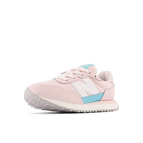 New Balance Kids 237 V1 Lace Up Sneaker, Shell Pink/Sea Salt/Blue, 5.5 Wide US Unisex Big