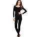 Liang Rou Women's Crewneck Stretch Top & Bottom Thin Underwear Set Black M Medium / 8-10 1 Set Black