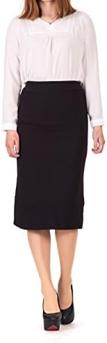 Neat Stretch Back Split H-line Midi Skirt (L, Black)