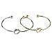 Set of 2 Love Knot Bangle Bracelet Simple Cuffs For Women (Silver & Golden Color)
