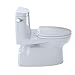 TOTO Carlyle II One-Piece Elongated 1.28 GPF Universal Height Skirted Toilet with CEFIONTECT, Cotton White