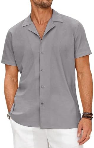 mens dusty blue dress shirt short sleeve Harrington Blue Rayon Blend Short Sleeve Button Shirt Mens Medium