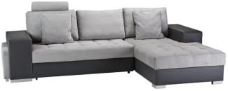 Canape Angle Convertible Meridienne Droite Alice Pu Anthracite