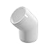 FORMUFIT 1-1/4” 45 Degree Furniture Grade PVC Fitting in White, Made in USA, UV-Resistant, Impact-Proof, 1.660” Actual Socket Diameter (Pack of 4) - F11445E-WH-4