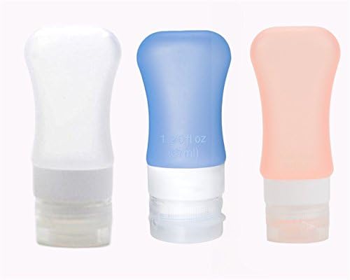 Travel Bottles-KEYI Portable Food Grade Squeeze Silicone Liquid Travel Bottle TSA Approved For Shampoo, Conditioner, Lotion, Toiletries, condiments (B1,1.25OZ, Pack of 3)