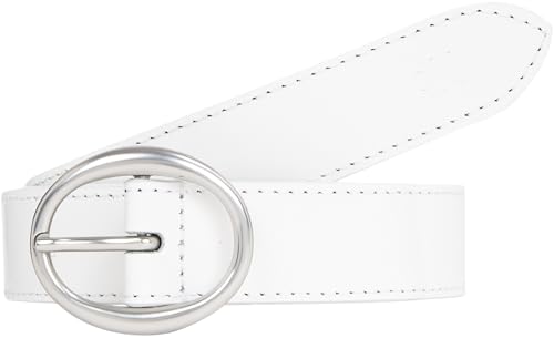 Calvin Klein Jeans Ceinture Femme Classic Round Lthr Belt25Mm Cuir, Blanc (Bright White), 130 cm