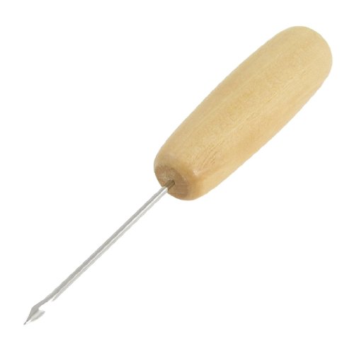 Wooden Handle Metal Needle Leather Canvas Sewing Awl 5.3 Inch