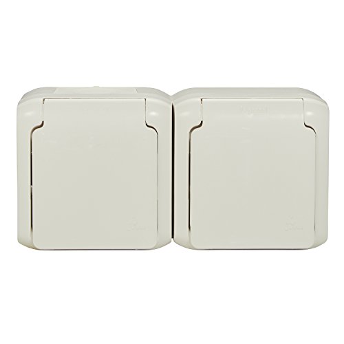 Legrand, Feuchtraum-Aufputz-Steckdose IP44 (2-fach) waagerecht, 2-polig mit Schutzkontakt & Deckel, zur Montage auf der… – Bild 3