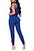 Fixmatti Women Stylish Sleeveless Deep V Drawstring Long Pant Romper Blue M