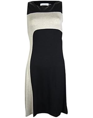 Calvin Klein Women's Colorblock Faux Leather Trim Dress