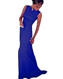 Lalagen Women's Royal Sleeveless Elegant Long Evening Dress Gowns