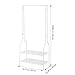 LANGRIA Heavy Duty Commercial Grade Clothing Garment Rack, 2-Tier Entryway Metal Coat Rack and Shoe Bench Storage Stand with Single Rod and 4 Hooks for Home Office Bedroom Max Capacity 66.1lbs, White