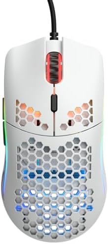Gaming Model O- (Piccolo) Mouse da Gaming Compact Wired - Superleggero 58 g, a Nido D'ape, RGB, sensore Pixart 3360, ambidestro, Omron Switches - Bianco Opaco