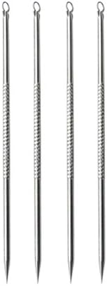 Singleluci 4 Pcs Pimple Needles Blackhead Remover Comedone Acne Extractor Tool